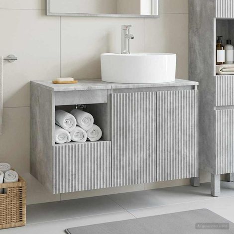 Beyamis Ensemble de meubles de salle de bain 2 pièces Gris béton (1/5)