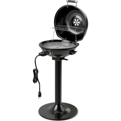 Barbecue Électrique Extérieur 1600 W Grill Portatif sur Pied avec Grille Chauffante Amovible Antiadhésive Température Réglable Noir (1/5)