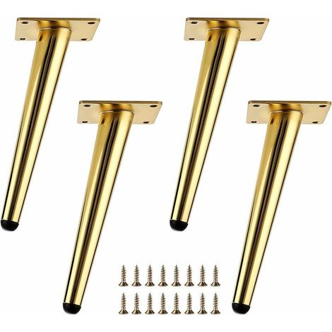 Lot de 4 pieds de meubles en métal de 20,3 cm Pieds de meubles Pieds de canapé Robustes et élégants Grands pieds effilés Pieds de rechange pour meubles d'angle modernes du milieu du siècle pour salon, (1/5)