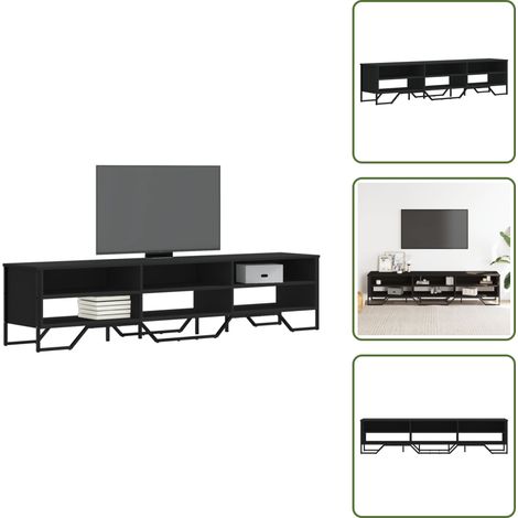 vidaXL Meuble TV noir 180x34x41 cm bois d'ingénierie (1/5)