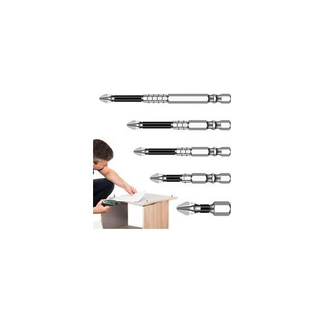 Bits De Tournevis Électriques Lot De 5 Cruciformes K5 Antidérapants Set Accessoire De Forage À Main De Dureté Haute Embout De Vissage Magnétique Pour Perceuse Electrique (1/5)