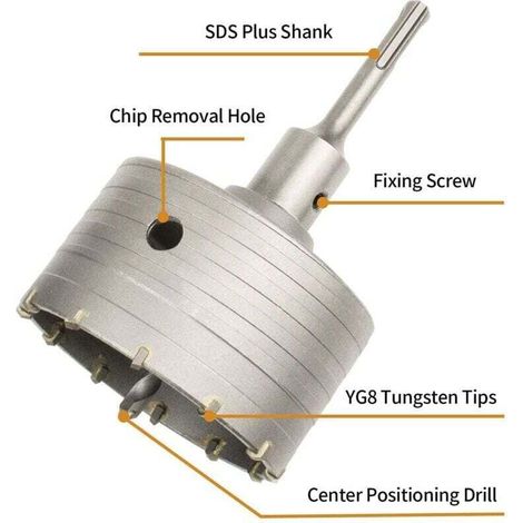 Scie à Cloche Trépan Béton avec Adaptateur SDS Plus 110 mm, Pour Brique Béton Ciment Pierre (100mm+110mm SDS Plus Adaptateur) (1/3)