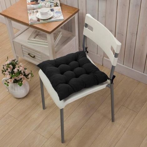 Lot de 4 Coussins de Chaise, 40x40x5cm Galette de Chaise Couverture en Polyster et Remplissage en Coton,Noir (1/4)