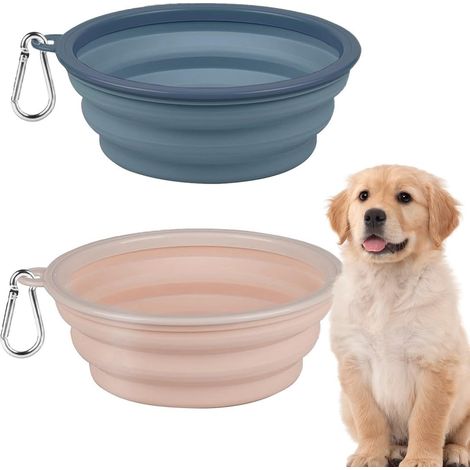 2 x Dog Bowls, Collapsible Dog Bowl, Retractable Dog Bowl, Portable Folding Dog Bowl, Travel Bowls for Dogs and Cats (350 ml) (1/5)