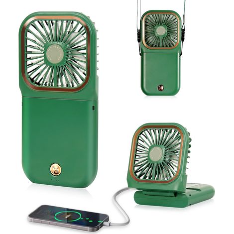 Mini ventilador, ventilador portátil, ventilador de escritorio, pequeño ventilador personal de tres velocidades, verde (1/5)
