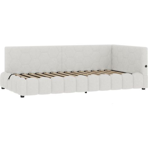 Letto divano 90 x 200 cm bianco con rete a doghe, LED, vano contenitore, USB e USB-C (1/5)