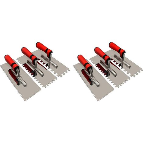 Ensemble d'outils pour poseurs de carreaux, en acier inoxydable, truelle carrée crantée, 6 pièces (tailles des dents : 5/32 pouce, 5/16 pouce et 1/2 pouce) (1/5)