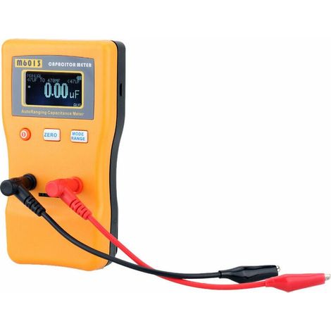 M6013 Capacimètre Testeur de Condensateur, Plage Automatique 0,01pF à 470mF, Capacité Numérique Portable avec 2 Pinces de Mesure (1/5)