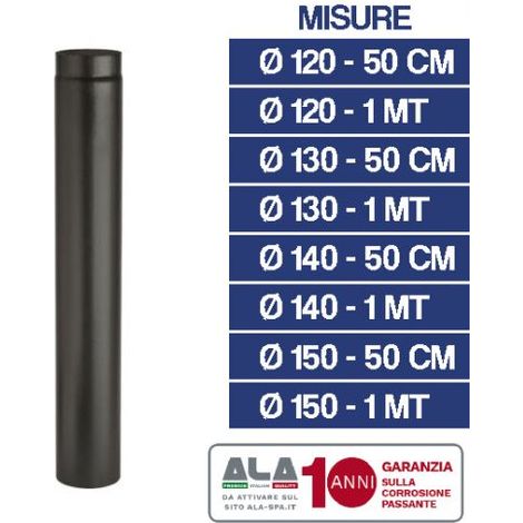 Tubo Per Stufa Ala Aeternum Nero Spessore 1,6 Mm   12 X H50 Cm. 1pz (1/3)