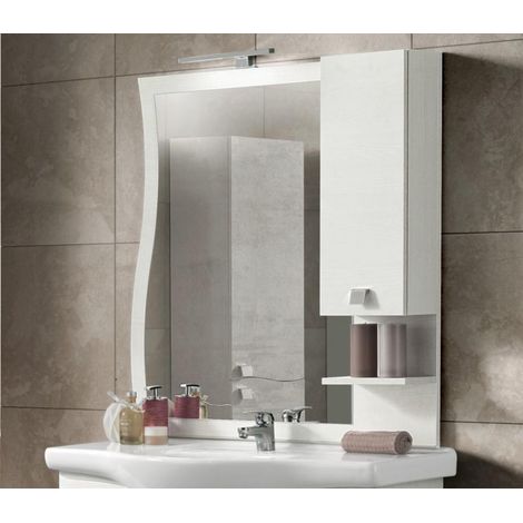 Specchio bagno con pensile e lampada LED ONDA 100 Bianco Nordico (1/4)