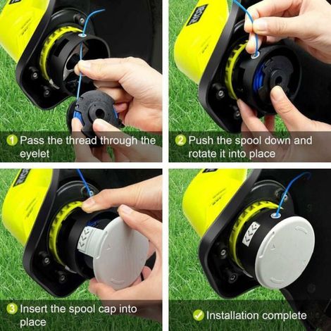 Bobine coupe-bordure - - Ryobi One+ (18/24/40V) - 6 bobines + 2 capuchons - Fil 3,35m Ø1,6mm - Alimentation auto (1/4)