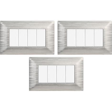 gloca Set Placche Plastica Compatibili Matix (3 Pezzi Silver Satinato, 4 Posti) (1/4)