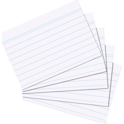 Herlitz – Lote de 6 paquetes de 100 fichas Bristol 170 g A6 rayadas, color blanco