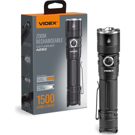 Torcia tattica a LED con batteria da 20 W per 100 ore, portata 1500 lm, 230 m, IP67 VLF-A231Z Videx (1/5)