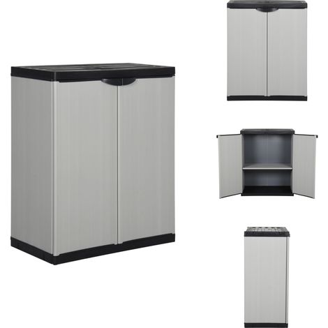 Armoire de rangement de jardin 1 étagère Gris/noir 68x40x85 cm - Meuble De Jardin - Armoire De Rangement Extérieur - Placard De Jardin - Casier De Rangement - Armoire Grise (1/5)