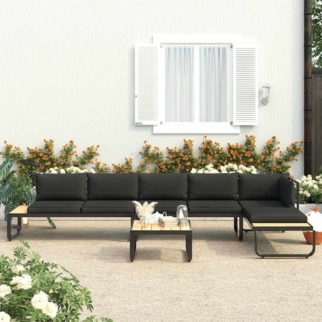 Lot de 4 Canapés d'angle de jardin Canapé relax - Banc de jardin et coussins Aluminium et WPC BV770666 - BonneVie (1/5)