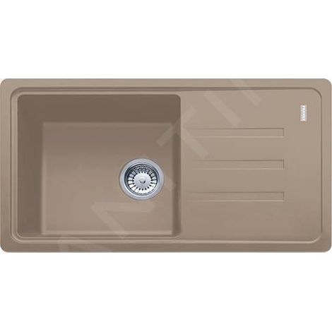 Franke – Évier en fragranit 1 bac réversible 780x435 mm – Finition Sanitized – Égouttoir à droite ou gauche – Bonde à panier incluse