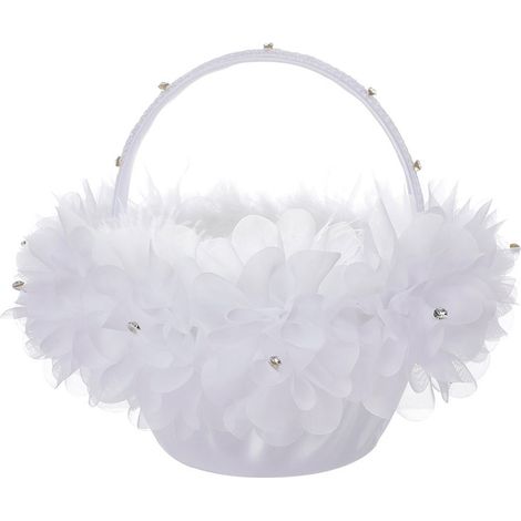 (2 par paquet) Panier à fleurs blanc de mariage 2025cm avec dentelle et fleurs artificielles, panier à fleurs portatif pour la mariée, panier à fleurs pour la demoiselle d'honneur, accessoires de mari (1/5)