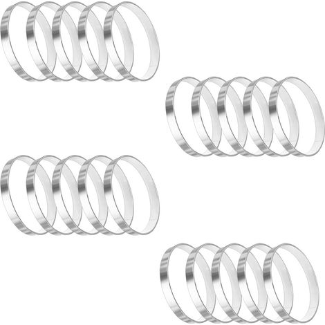 Lot de 20 ronds de serviette en métal dimensions 4 x 4 x 0,5 cm pour décoration de table mariage banquet anniversaire et réception couleur argentée (1/4)