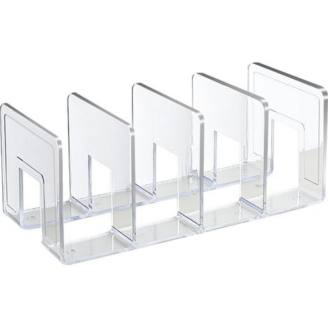 4 compartiments porte-livres acrylique transparent simple, étagère à livres pour bureau salle de classe (1/5)