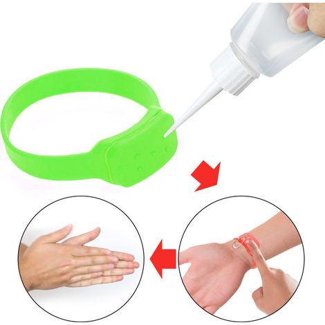 Bracelet distributeur de gel hydroalcoolique portable pour adultes et enfants, brassard de stockage de savon liquide, bande de poignet pour sport extérieur et voyage (1/5)