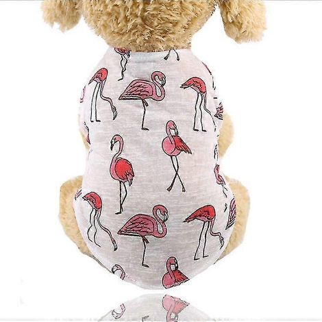 Chaleco de algodón para mascotas, chaleco de protección solar de verano, chaleco fresco y transpirable para perros, linda camiseta estampada para cachorros, para perros pequeños y medianos, flamenco. (1/5)