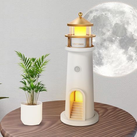 Décoration de Phare, Lampe Phare Lune, Projection Balise avec Capteur Automatique Portable Sans Fil, Lampe Projecteur de Clair Lune Rechargeable, Cadeau pour Enfants, Noël, Anniversaire (1/5)