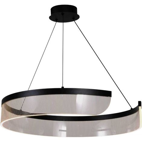 Lámpara colgante LED redonda Stalacti de 60 cm, moderna, decorativa, negra. (1/3)