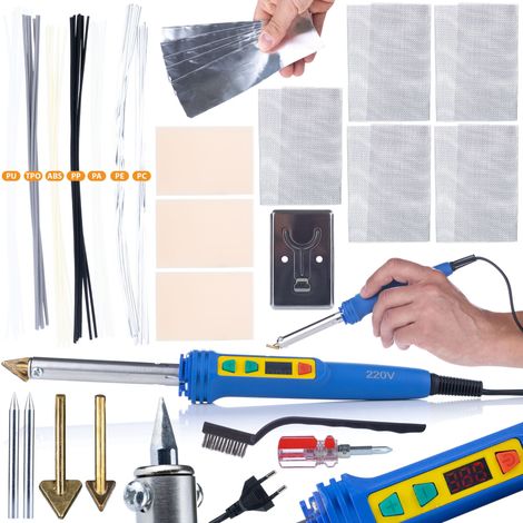 Rosfix Set Fer à Souder Plastique Blue Kong RBK120W – 120W, 200–600°C Pour PP, PE, ABS, PA, PU Accessoires Inclus Réparation Plastique Outil Thermique Professionnel (1/5)