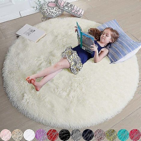 Tapis rond rose poudré, idéal pour la chambre, tapis rond moelleux pour salon ou canapé. (1/5)