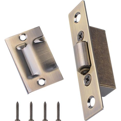 Loquet à rouleau silencieux, loquet à boule robuste avec gâche pour porte de placard (noir) (1/5)