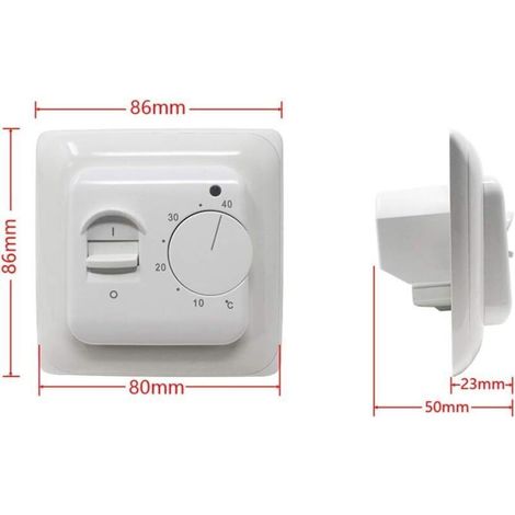 Termostato ambiente manuale per riscaldamento elettrico a pavimento con sonda AC 220V 16A, regolatore termostatico meccanico per riscaldamento a pavimento [Classe energetica A+++] (1/4)