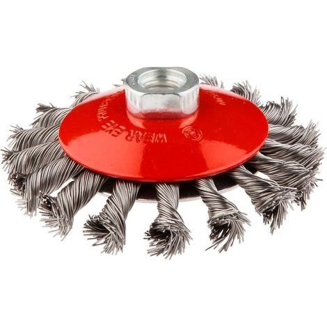 Spazzola metallica curva, 100 mm x M14, acciaio inox (1/2)