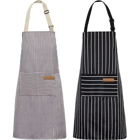 Pezzi - Grembiule da cucina - Grembiule da catering - Grembiule da vasaio - Grembiuli da barbecue - Nero e grigio - Poliestere cotone - Grembiule da pittore - Grembiule da falegname (1/5)