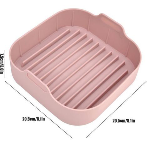 Panier en silicone carré de remplacement de Pot de Silicone de friteuse à Air multifonction 10 pouces rose (1/4)
