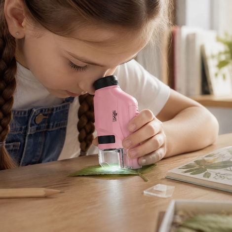 Microscope optique portable 60X-120X avec éclairage LED, taille compacte 10.5x5.3cm, idéal pour l'observation scientifique et les expériences