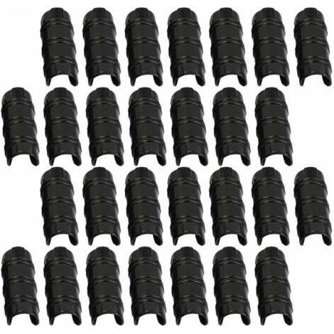 NALOOKAMIC 100 Pcs Jardin Bâtiment Tuyau Clip PC Serre Cadre Tuyau Pinces Tube Film Clip pour Serre Bannière Cadre Protection Noir 25mm (1/4)