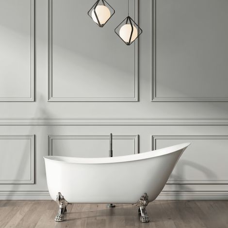 Bañera con patas BALMAIN  161 cm patas LEÓN CROMADAS