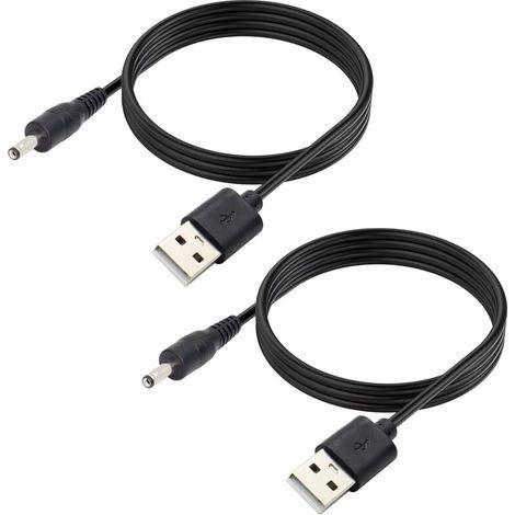 Lot de 2 Câble d'alimentation 5 V DC, USB 2.0 mâle vers DC 3.5 mm x 1.35 mm mâle Cordon d'alimentation pour routeur, lumière LED, haut-parleur et plus encore, 1m (1/5)