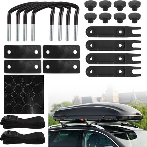 Kit de fixation coffre de toit de 4 supports universels en U robustes (1/5)