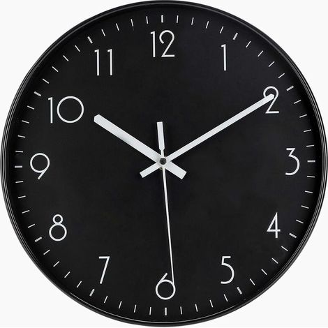 royaluxe - Horloge murale noire, horloge silencieuse minimaliste moderne de 12 '', mouvement à quartz sans tic-tac alimenté par batterie, facile à regarder (1/5)