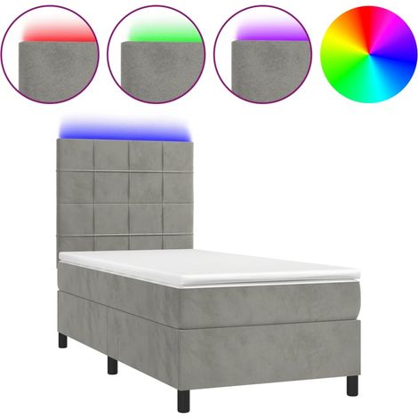 Maison Exclusive - Boxspringbett mit Matratze & LED Hellgrau 90x2