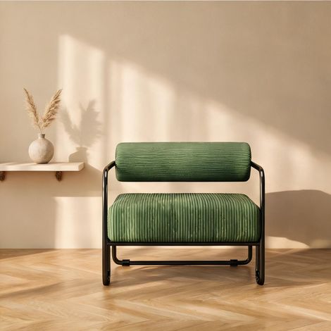Fauteuil coloris vert en corduroy 68,5 x 73 x 70,5 cm (1/5)