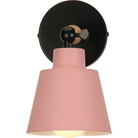 Applique Murale Moderne En Bois Lampe Murale Rétro Applique Murale Minimaliste Pour Chambre À Coucher, Chevet, Bureau, Couloir E27 Rose (1/5)