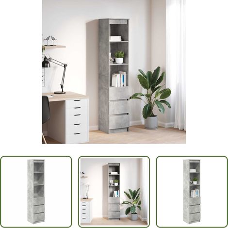 Betonfarbe Schrank -  Highboard Betongrau 37,5x35x180 cm Holzwerkstoff (1/5)