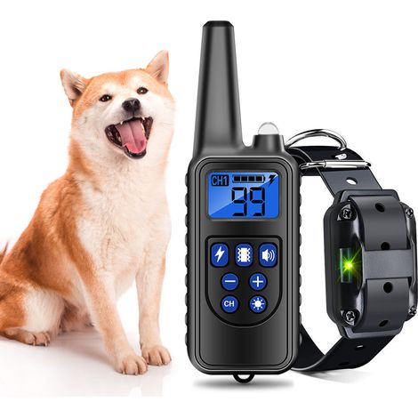 Collier de dressage pour chien étanche et rechargeable pour dresseur de chien anti-aboiement pour chien 800 m de distance choc électrique noir (une ceinture une)