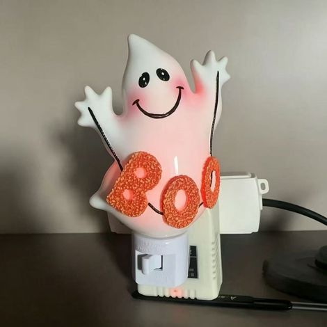 Resin Decorative Night Light with Swing, Ghostly Design, Collectible, Halloween Theme, Home Decor, Resin Night Light - Ghost Night Light -
