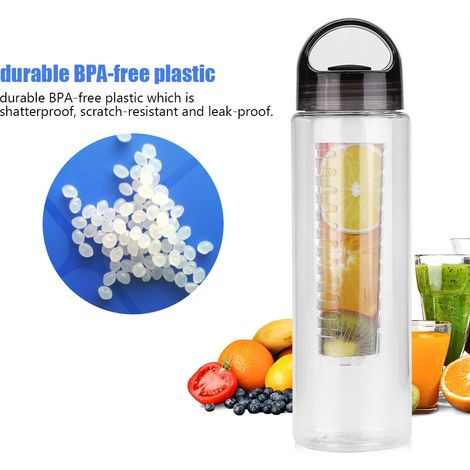 1 Bouteille d'eau 700 ml,Plastique sans BPA,Infuseur à fruits amovible,Poignée intégrée,Sport et plein air (1/5)