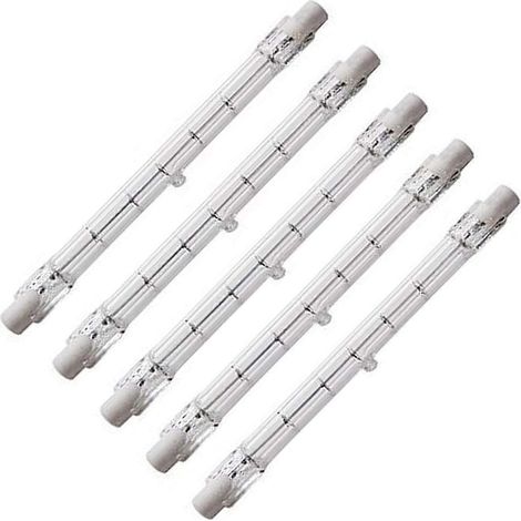 Ampoule halogène T3 300 W de 118 mm (4,7 pouces) (lot de 5) - Ampoule halogène à double culot R7S type J, 120 V, tube à filament de quartz, lot de 5 (1/5)