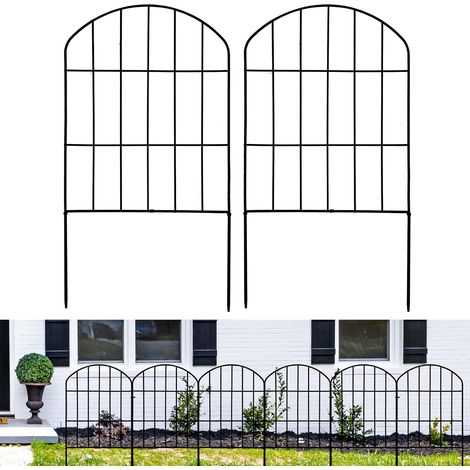 Lot de 10 clôtures de jardin, 3 m (L) x 61 cm (H), panneaux de clôture sans creuser les animaux,clôture décorative en fil métallique antirouille clôture